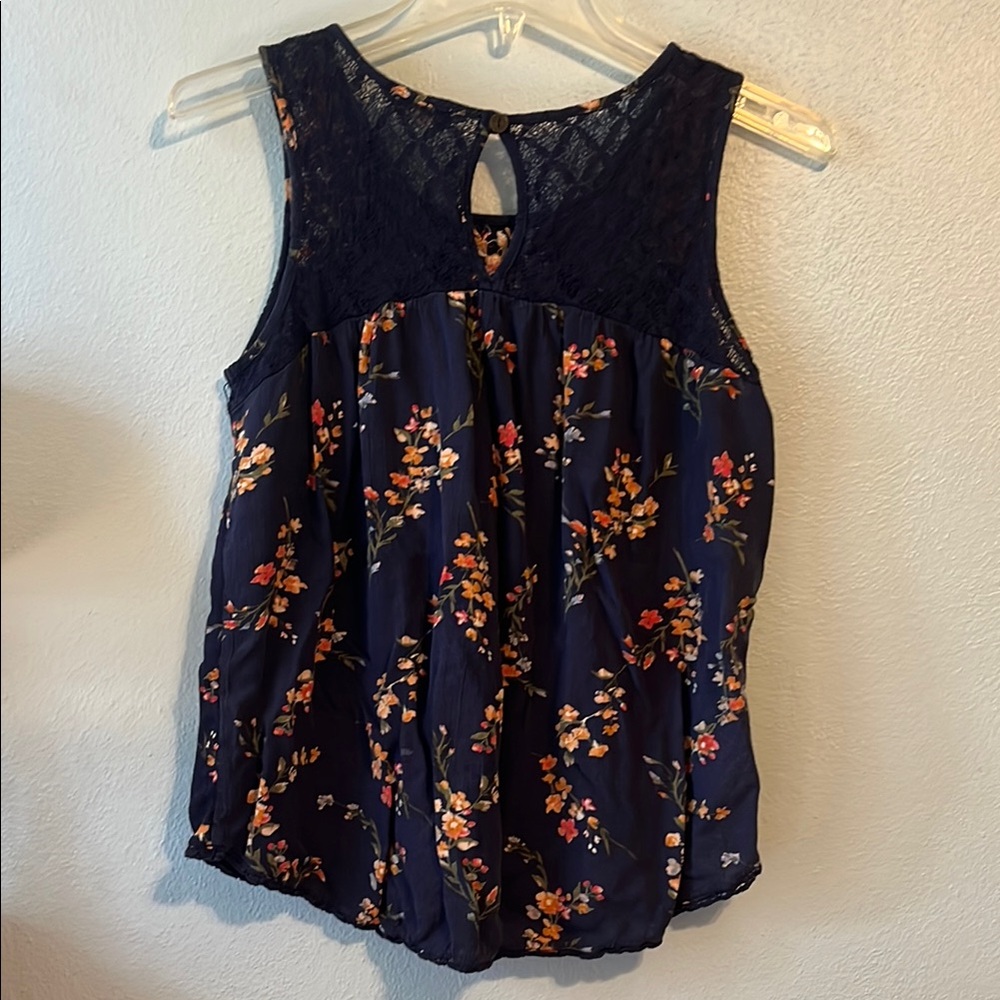 Floral Sleeveless Top - Navy - Picture 3 of 3